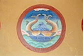 Ladakh - Likir gompa, mural paintings: the 'Eight Auspicious Symbols' 